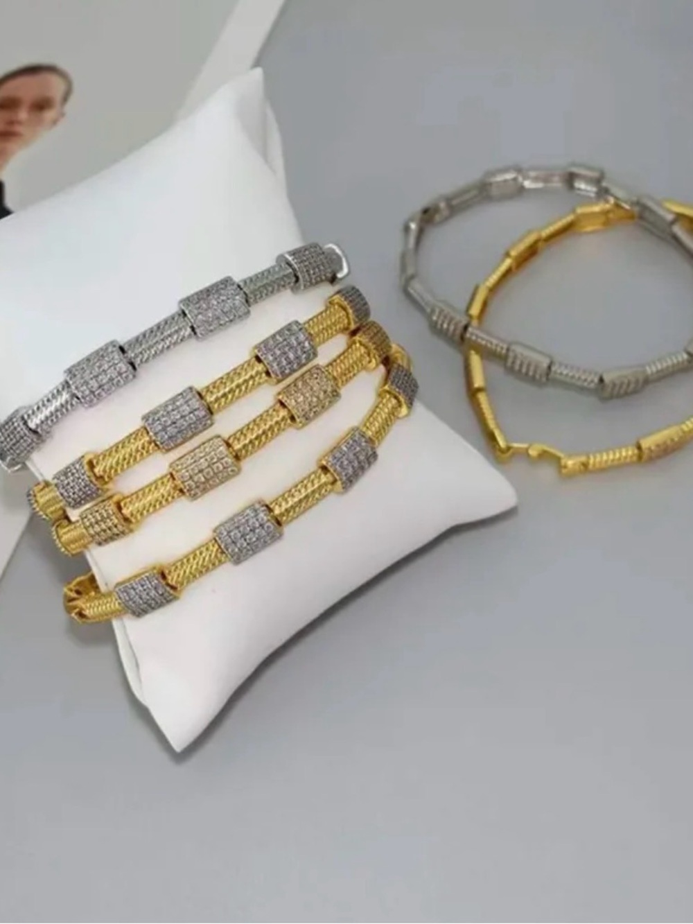 Pave Link Hinge Bracelet NWT 18KT Gold Plated
